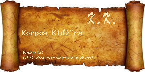 Korpos Klára névjegykártya