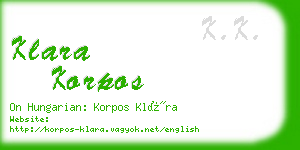 klara korpos business card